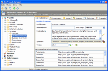 DevProject Manager screenshot