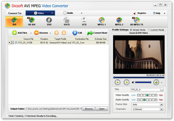 Dicsoft AVI MPEG Converter screenshot 2