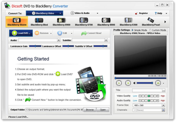 Dicsoft DVD to BlackBerry Converter screenshot
