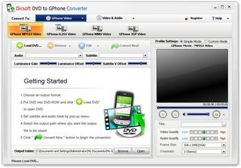 Dicsoft DVD to GPhone Converter screenshot