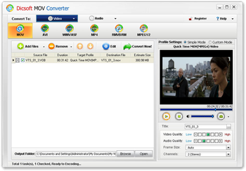 Dicsoft MOV Converter screenshot