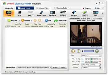 Dicsoft Video Converter Platinum screenshot