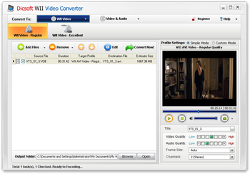 Dicsoft Wii Video Converter screenshot 2