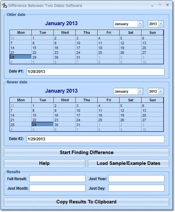 Difference Between Two Dates Software screenshot