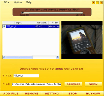 DigiGenius Video to Zune Converter screenshot