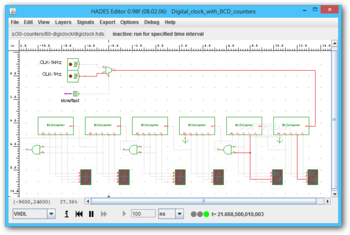 Digital clock with BCD counters screenshot