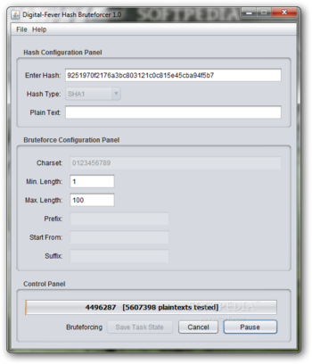 Digital-Fever Hash Bruteforcer screenshot
