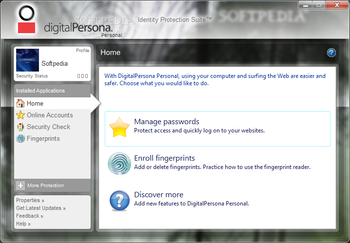 DigitalPersona Fingerprint Reader Software screenshot
