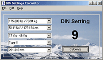 DIN Settings Calculator screenshot
