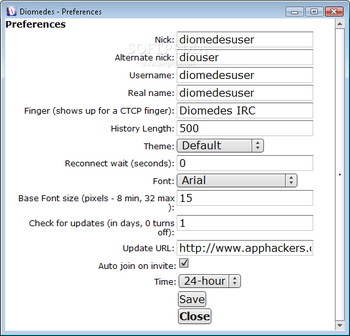 Diomedes IRC screenshot 3