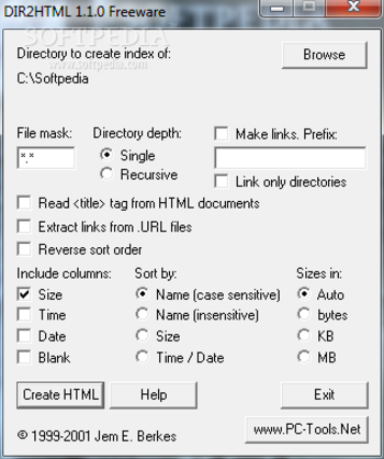 DIR2HTML screenshot