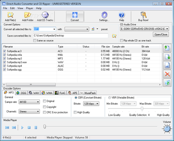 Direct Audio Converter and CD Ripper screenshot
