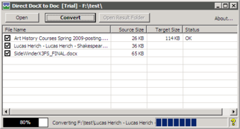 Direct DocX to Doc screenshot
