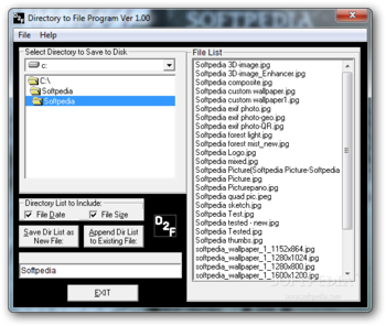 Directory to File Program screenshot