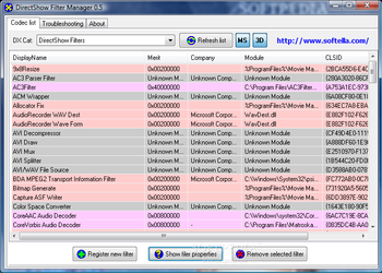 DirectShow Filter Manager screenshot