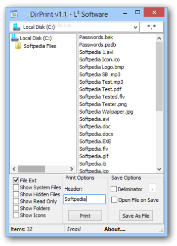 DirPrint screenshot