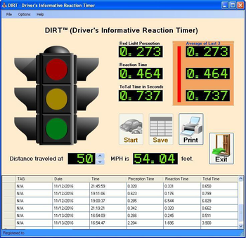DIRT - Driverâ€™s Informative Reaction Timer screenshot