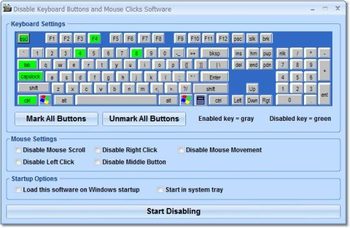 Disable Keyboard Buttons and Mouse Clicks Software screenshot