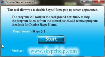Disable Skype Home screenshot