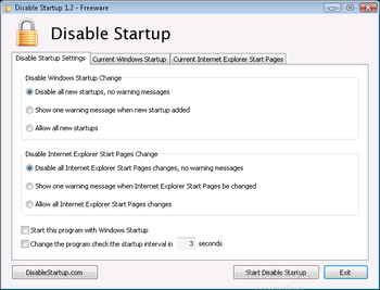 Disable Startup screenshot