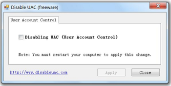 Disable UAC screenshot