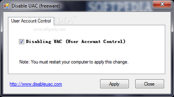 Disable UAC screenshot