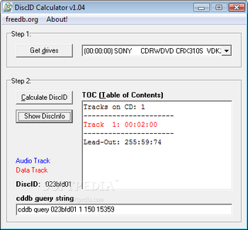 DiscID Calculator screenshot