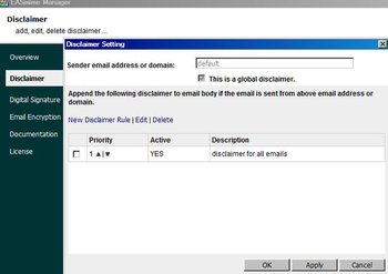 Disclaimer, S/MIME for IIS SMTP and MSEx screenshot