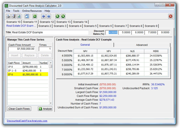 Discounted Cash Flow Analysis Calculator screenshot