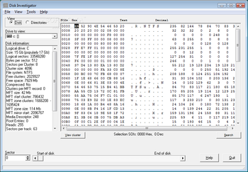 Disk Investigator screenshot