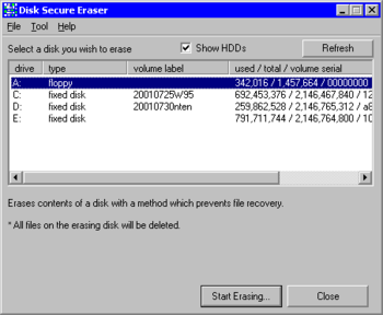 Disk Secure Eraser screenshot