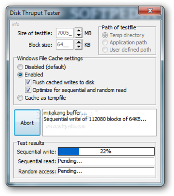 Disk Throughput Tester screenshot