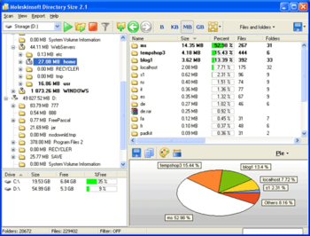 Disk usage analysis screenshot