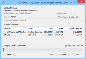 Disk2vhd screenshot 2