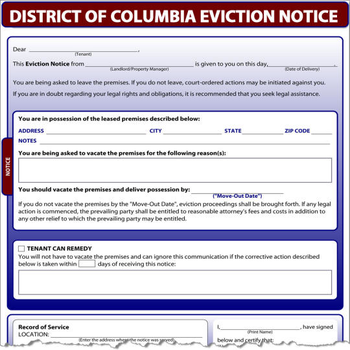 District of Columbia Eviction Notice screenshot