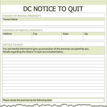 District of Columbia Notice To Quit screenshot