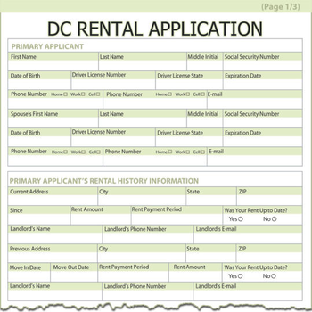 District of Columbia Rental Application screenshot