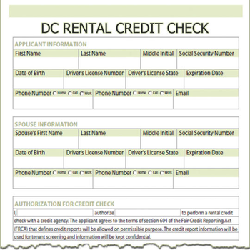 District of Columbia Rental Credit Check screenshot