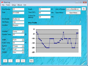 Dive Log Software screenshot