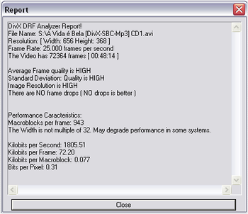 DivX DRF Analyzer screenshot 2