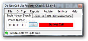 Do Not Call List Registry Check screenshot