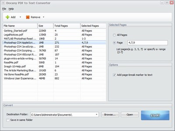 Docany PDF to Text Converter screenshot