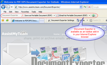 Document Exporter for Internet Explorer screenshot
