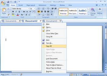 Document Tabs for Word 64 bit screenshot