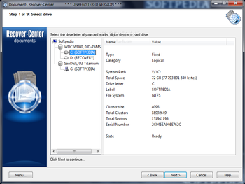 Documents Recover-Center screenshot