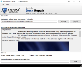 Docx Repair screenshot