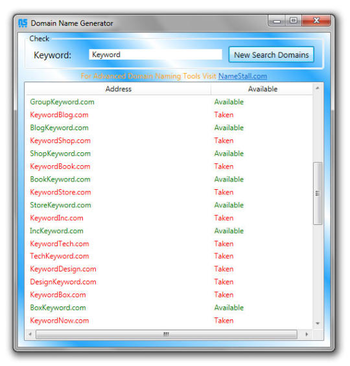 Domain Name Generator screenshot