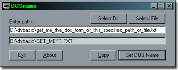DOSname screenshot