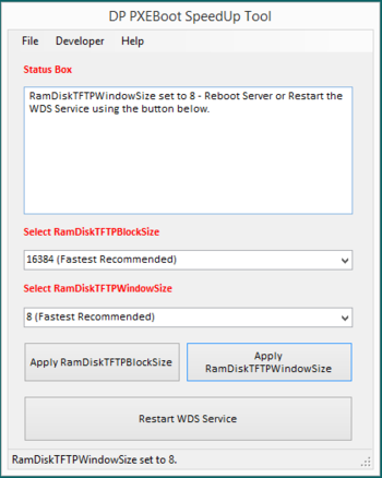 DP PXEBoot Speed Up Tool screenshot