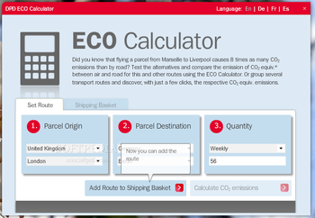 DPD ECO Calculator screenshot
